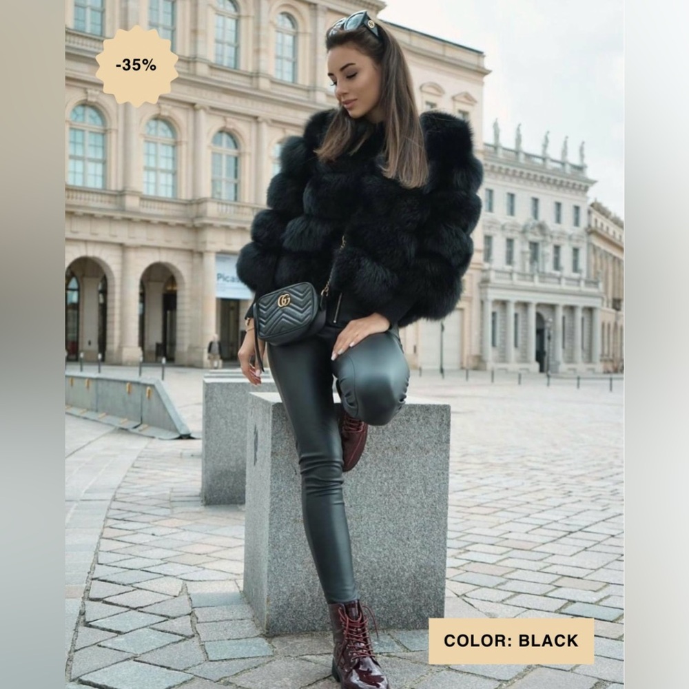Aria Black Fox Fur Coat